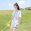 初中生夏装中大童短袖t恤2024高中学生少女，运动韩版两件套装