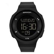 三达(sanda)黑科技手表，男女士多功能全黑秒表倒计时运动游泳防