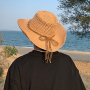 牛仔户外遮阳太阳帽大檐草帽沙滩帽防晒帽子男潮透气凉帽沙滩度假