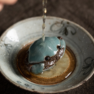 哥窑螃蟹茶宠陶瓷小摆件可把玩办公室客厅桌面装饰品高档创意礼物