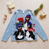 美国购回水蓝色，可爱小企鹅一家人，vintage孤品毛衣