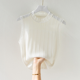 白色无袖蕾丝背心，吊带衫女大码2023年春夏，设计感内搭气质小衫