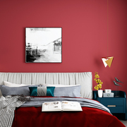 大红色墙纸纯色素色现代简约客厅，卧室酒红色电视，背景复古红色壁纸