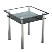 现代简约钢化玻璃桌子家用小户型餐桌椅，组合休闲吃饭桌接待洽谈桌
