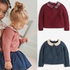 Next英国女童红色毛衣格子娃娃领针织衫新年粉色622-551