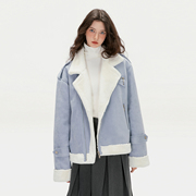 3s3女装韩系冬季宽松设计感毛领，加厚外套高级感潮牌休闲加绒棉服