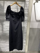 米蔻百家好夏季韩版纯黑色显瘦中长款女式连衣裙HVOP425D