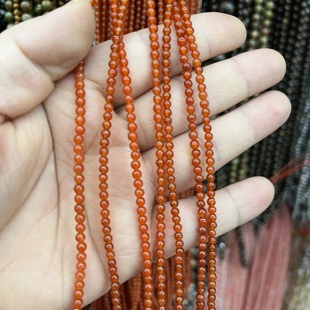 3Mm橘肉红玛瑙圆珠散珠纯色Diy手工串珠手链项链天然玛瑙饰品包