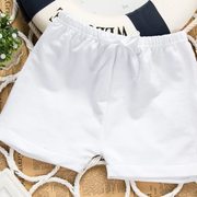 儿童纯白色短裤六一表演男女童纯棉外穿红五分热裤幼儿宝宝沙滩裤