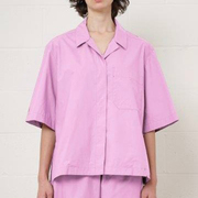 studionicholson英国设计师品牌，粉紫色纯棉，短袖衬衫不退换