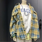 日本欧美风Beams boy意大利进口羊羔绒 复古经典CPO格子衬衫 夹克