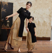 新中式亲子装母女装套装国风裙子，高端炸街洋气夏季复古气质旗袍裙