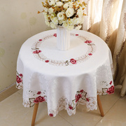 欧式大圆桌桌布布艺圆形餐桌，布垫家用小圆，桌布蕾丝防烫小转盘台布
