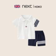 英国Next koko婴儿套装夏男宝宝短袖polo翻领短裤休闲运动外出服