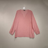 复古小圆点波点优雅v领粉红色长袖雪纺衬衫，女春秋套头雪纺衫
