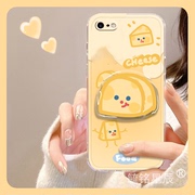 可爱黄色奶酪适用苹果8plus手机壳iphone7带支架的se3透明se2卡通6起司6s创意，5少女心5s气囊4硅胶4s小众p
