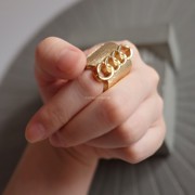 纯yuan霸气款弹力戒指指环！链条元素！金色皮革纹理太妙了！惊艳