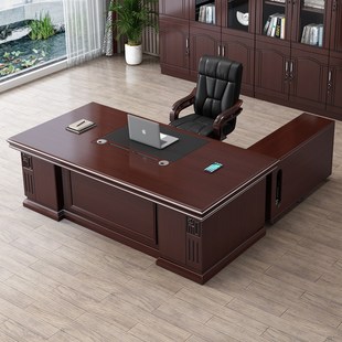 办公桌直边老板桌椅组合新中式大班台现代简约经理桌总裁桌老板台