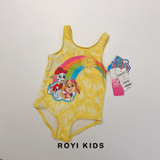 外贸出口 带防晒UPF50+夏季女宝宝汪汪队卡通游泳衣 女童连体泳衣
