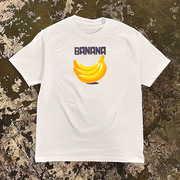 小清新学生旅游香蕉图案230克宽领口棉运动宽松T恤短袖
