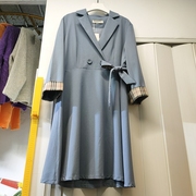 xxl码蓝色，西装领气质，收腰连衣裙159