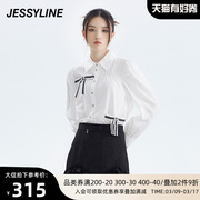 jessyline女装秋季杰茜莱白色，蝴蝶结女士衬衫232202074