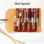 创意厨师西餐摆盘镊子套装酱汁画勺工具皮革收纳包分子料理不锈钢