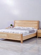 北欧白蜡木实木床1米8双人主卧大床现代简约单人家用原木风储物床
