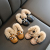 冬季必备女童毛毛鞋保护宝宝加绒豆豆公主鞋儿童兔毛保暖棉鞋