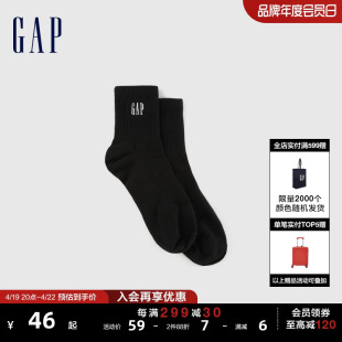 gap男装秋季logo罗纹针织，休闲中筒袜透气吸汗及踝袜837325