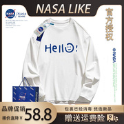 NASA联名Hello字母长袖T恤男童女童纯棉秋装上衣中大童儿童亲子装
