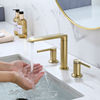 三孔冷热面盆金色，水龙头浴室洗脸盆黑色全铜卫生间，台盆分体水龙头