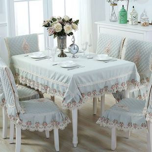 餐桌布椅套椅垫套装茶几布现代(布现代)简约格子，欧式椅子套罩家用棉麻桌布