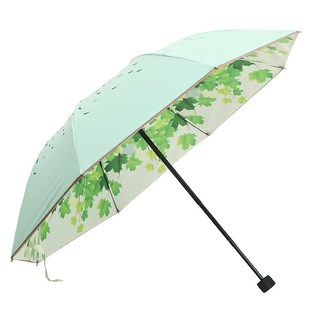 枫叶双层太阳伞小清新防晒伞拱形三折叠双面图案遮阳伞防紫外线