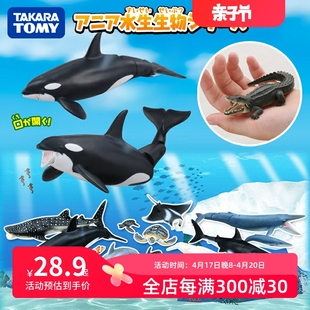 tomy多美卡安利亚仿真海洋野生动物模型海豹鲨鱼，白鲸鳄鱼男孩玩具
