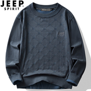jeep吉普毛衣冬季男士薄款针织打底衫，圆领休闲百搭线衫套头毛线衣(毛线衣)