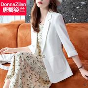 白色小西装外套，女夏季薄款2024高级感小个子韩版休闲西服上衣