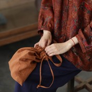 大拙小物复古文艺风束口可抽绳环保，包袋手拎袋容量大