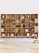 纯实木书架组合全红橡木，置物架书柜简约高开放式原木满整墙可