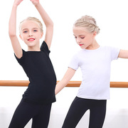儿童舞蹈服t恤黑色纯棉半袖莫代尔男童上衣女童练功服白色打底衫