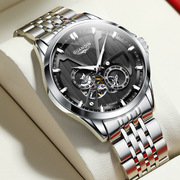 男冠琴防水品牌表钢带夜光表，全自动瑞士镂空机械表士手表时尚