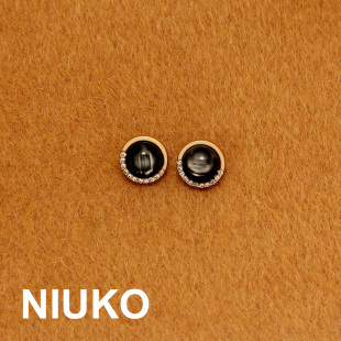 NIUKO 高端水钻精致金属衬衫纽扣子精致毛衣衬衣钮扣黑色辅料女扣