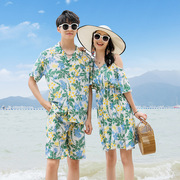 情侣装夏装海边套装沙滩，裙女三亚蜜月度假穿搭拍照旅游连衣裙子仙