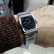 Casio Edifice 卡西欧男表多功能酒桶形双显手表 EFA120D-1AV