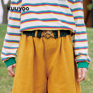 kuuyoo原创儿童字母腰带，配饰0-13岁男女童弹力裤带，小孩皮带免打孔