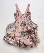 春季法式复古丝绸，亚麻粉色垂褶裙摆，无袖收腰吊带连衣裙