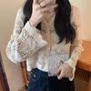广州时尚猫女装店镂空花朵，蕾丝开衫外搭v领时尚外套长袖上衣女