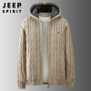 jeep男士秋冬士开衫，休闲宽松针织衫，连帽毛衣加绒加厚外套保暖