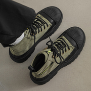 男士马丁靴2024高帮工装靴贝壳头男靴夏季厚底户外帆布沙漠靴