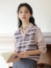 秋冬韩版设计感小众，polo领假两件拼接套头针织，毛衣马甲上衣衬衫